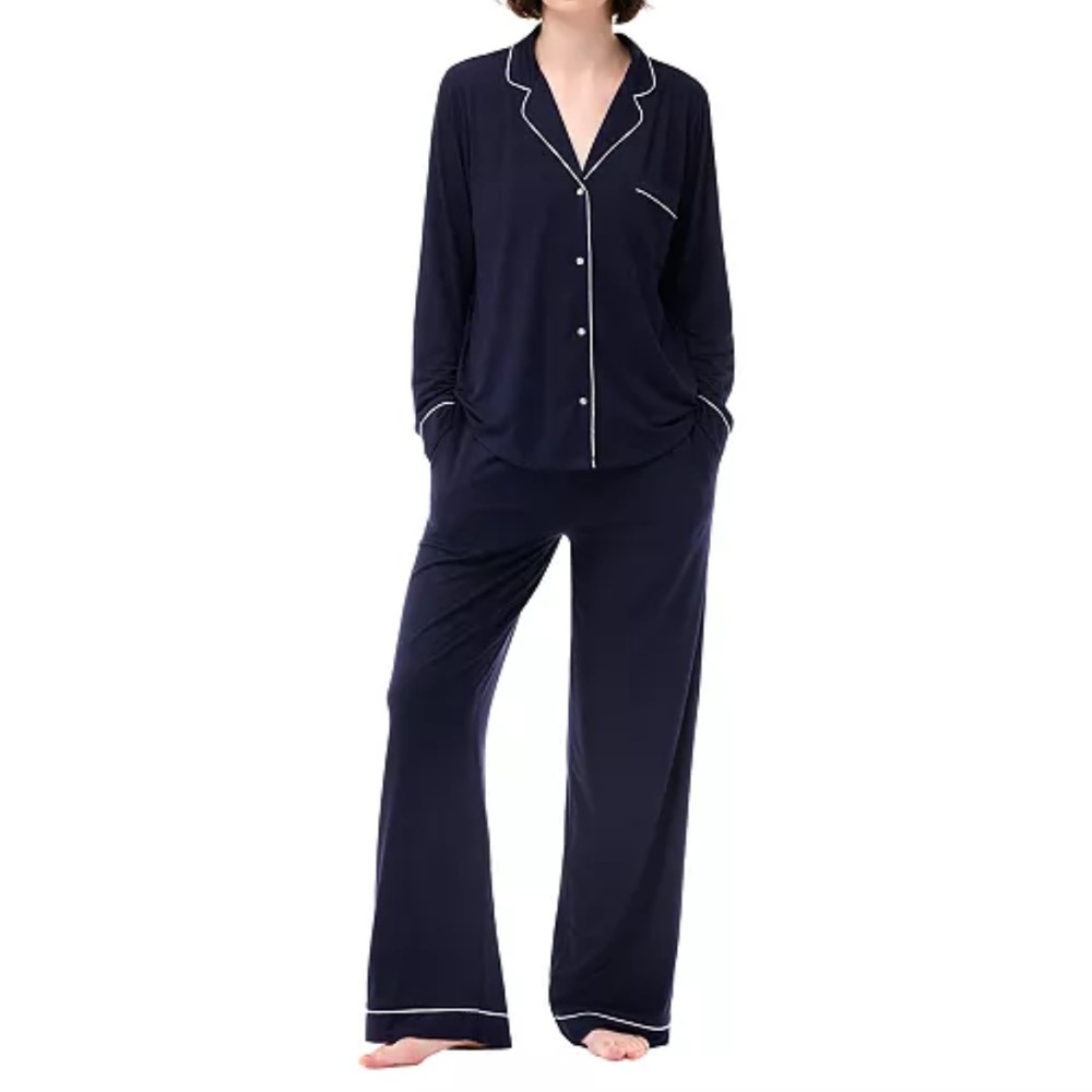 Women's Black Pajama Set with White Trim